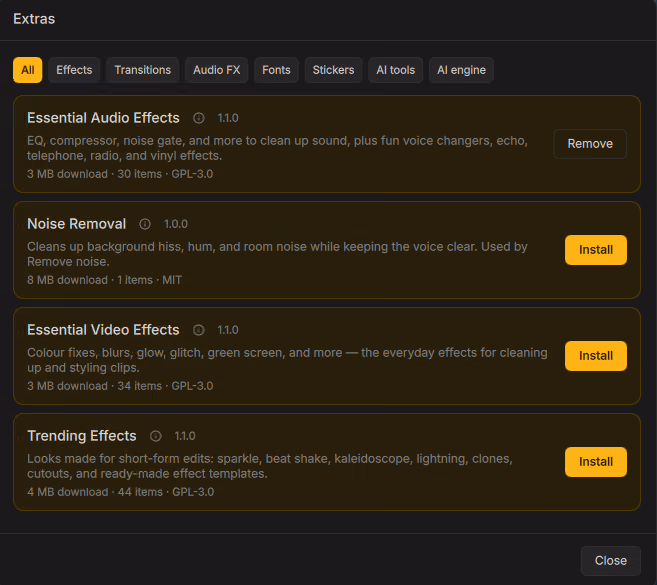 Extras (Addon Manager)